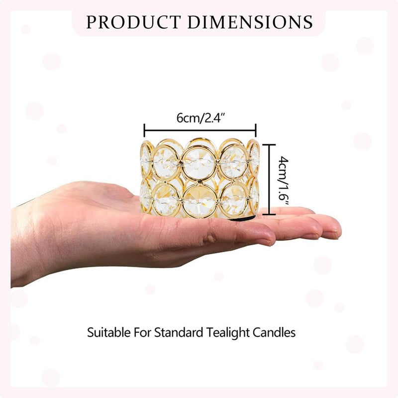 VINCIGANT Pack of 12 Gold Crystal Tea Light Candle Holders for Wedding Home Table Centerpiece Decoration, Valentine's Day Gifts (Candle Excluded) - Image 3